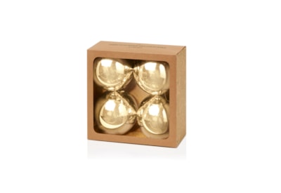 4pc Shatterproof Shiny Baubles Champagne Gold 100mm