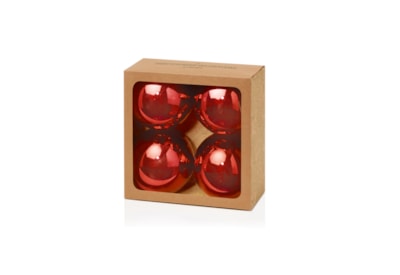 4pc Shatterproof Shiny Baubles Red 100mm