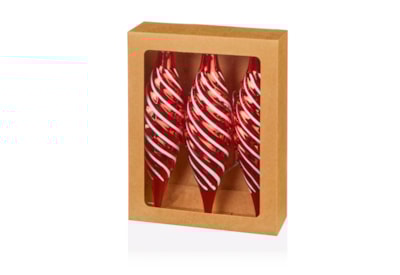 3pc Spiral Drop Red-white Boxed 17cm