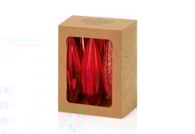 6pc Drop Bauble Boxed Red 11cm