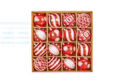 16pc Multi Design Boxed Red-wht-silver 80cm