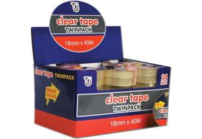 Tj Clear Tape 18mm x 40m Twin Pack (TJ03)