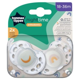 Tommee Tippee Night Soothers 18-36months 2pk Tommee Tippee Night Soothers 18-36months 2pk