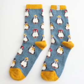 Miss Sparrow Fluffy Socks Baby Penguins Denim Miss Sparrow Fluffy Socks Baby Penguins Denim
