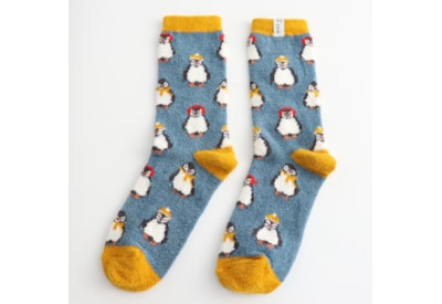 Miss Sparrow Fluffy Socks Baby Penguins Denim Miss Sparrow Fluffy Socks Baby Penguins Denim