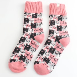 Miss Sparrow Winter Socks Happy Cats Dusky Pink