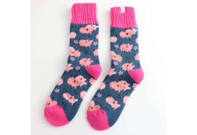 Miss Sparrow Winter Socks Pretty Pigs Navy Miss Sparrow Winter Socks Pretty Pigs Navy