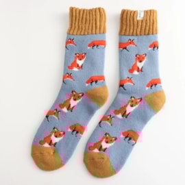 Miss Sparrow Winter Socks Foxes Powder Blue Miss Sparrow Winter Socks Foxes Powder Blue