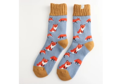 Miss Sparrow Winter Socks Foxes Powder Blue Miss Sparrow Winter Socks Foxes Powder Blue