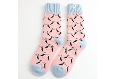 Miss Sparrow Winter Socks Kissing Puffins Dusky Pink Miss Sparrow Winter Socks Kissing Puffins Dusky Pink