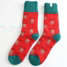 Miss Sparrow Winter Socks Reindeer Red