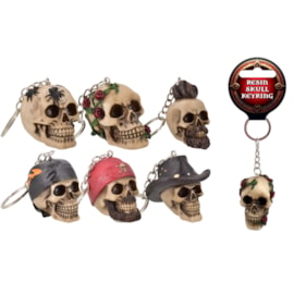 4Cm Resin Skull Keyring 6 Assorted