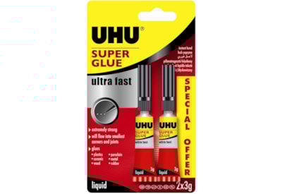 Uhu Super Glue Ultra Fast Liquid 2 x 3g 6g Uhu Super Glue Ultra Fast Liquid 2 x 3g 6g