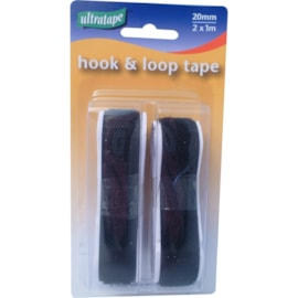 Ultratape Hook & Loop Tape Black 20mm x 1m (RT0170BLK)