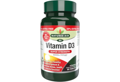 Natures Aid Vitamin D3 4000iu + 33% 80s (150125)