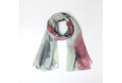 Water Colour Floral Summer Scarf Moss Green Water Colour Floral Summer Scarf Moss Green