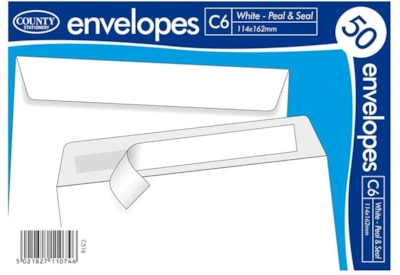 White Peel & Seal Envelope C6 50s (C516)