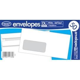 White Self Seal Envelope Dl Windows 50s (C565)