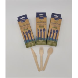 Assorted Wooden Cutlery 24pk Assorted Wooden Cutlery 24pk