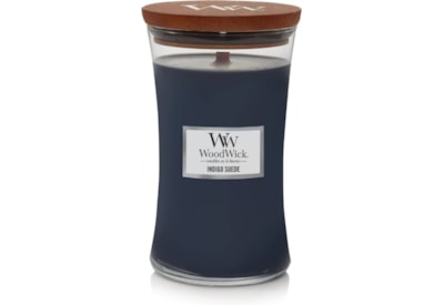 Woodwick Hourglass Candle Indigo Suede Large Woodwick Hourglass Candle Indigo Suede Large