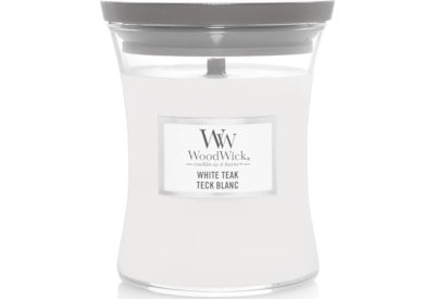 Woodwick Hourglass Candle White Teak Medium (92039E)