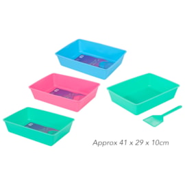 World Of Pets Cat Litter Tray With Scoop Assorted 41x29 World Of Pets Cat Litter Tray With Scoop Assorted 41x29