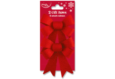 Eurowrap Red Glitter Bows 2pk Eurowrap Red Glitter Bows 2pk