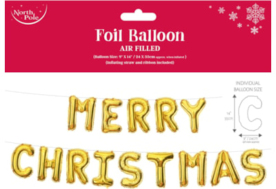 Xmas Foil Letter Balloon Gold 24x35cm (X-29745-BCC)
