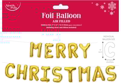 Merry Christmas Foil Letter Balloon Gold 24x35cm Merry Christmas Foil Letter Balloon Gold 24x35cm