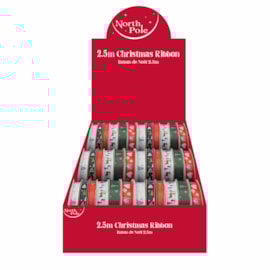 Eurowrap Christmas Printed Ribbon 2.5m Eurowrap Christmas Printed Ribbon 2.5m