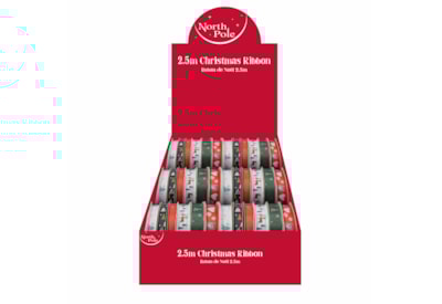 Eurowrap Christmas Printed Ribbon 2.5m Eurowrap Christmas Printed Ribbon 2.5m