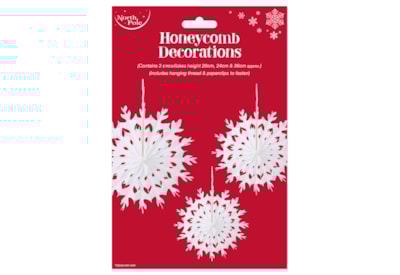 Eurowrap 3pk Snowflake Honeycomb Decorations Eurowrap 3pk Snowflake Honeycomb Decorations
