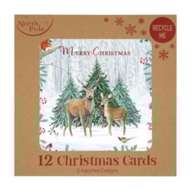 12pk Woodland White Kraft Cards 12pk Woodland White Kraft Cards