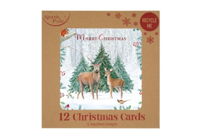 12pk Woodland White Kraft Cards