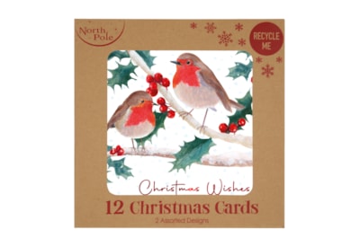 12pk Robin White Kraft Cards