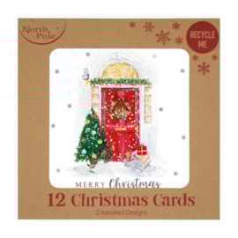 12pk Christmas Home White Kraft Cards 12pk Christmas Home White Kraft Cards