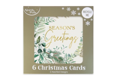 6pk Merry Christmas Embossed Cards