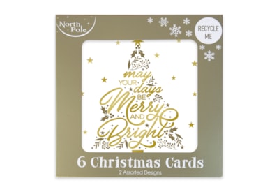 6pk Merry & Bright Embossed Cards