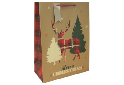 Eurowrap Tartan Stag Gift Bag Xlarge Eurowrap Tartan Stag Gift Bag Xlarge