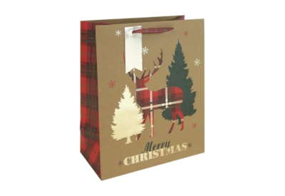 Eurowrap Tartan Stag Gift Bag Large Eurowrap Tartan Stag Gift Bag Large