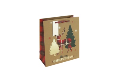 Eurowrap Tartan Stag Gift Bag Medium