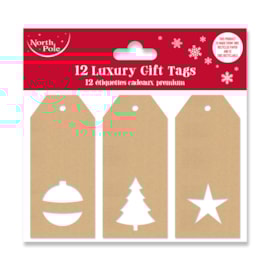 Eurowrap 12pk Die Cut Kraft Gift Tags