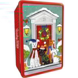 G Wilds Embossed Snowy Dogs Door Tin 300g G Wilds Embossed Snowy Dogs Door Tin 300g