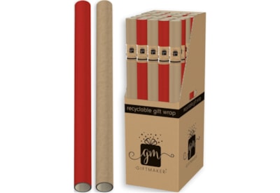 Giftmaker Wrap Red & Natural Ribbed Kraft 3m (XAMGW150)