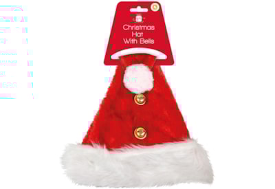 Red Fluffy Santa Hat With Bells Red Fluffy Santa Hat With Bells