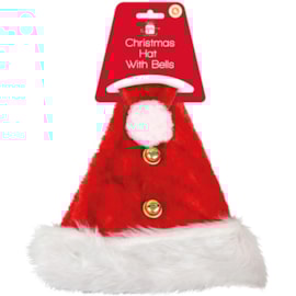 Red Fluffy Santa Hat With Bells Red Fluffy Santa Hat With Bells
