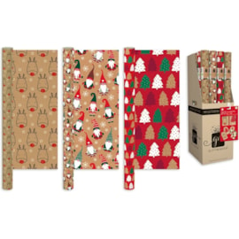 Giftmaker Wrap Kraft Festive Fun 3 Designs 2m (XANGW105)