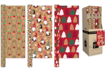 Giftmaker Kraft Festive Fun Roll Wrap Asst 2m Giftmaker Kraft Festive Fun Roll Wrap Asst 2m
