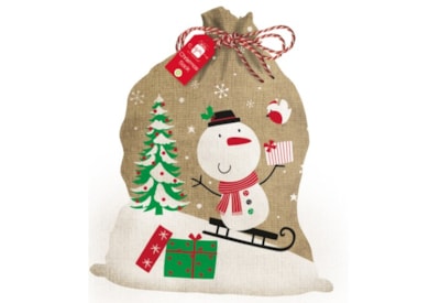 Giftmaker Screen Print Snowman Hessian Sack