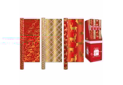 Giftmaker Foil Christmas Traditions Roll Wrap Asst 1.5mt Giftmaker Foil Christmas Traditions Roll Wrap Asst 1.5mt